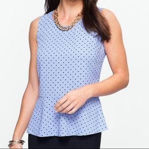 Talbots Polka Dot Peplum Tank Blouse Blue 14 NWOT